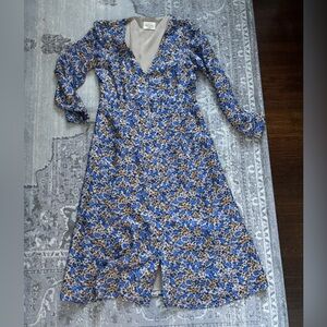 Sezane size 38 Floral Blue and Brown Women's Dress